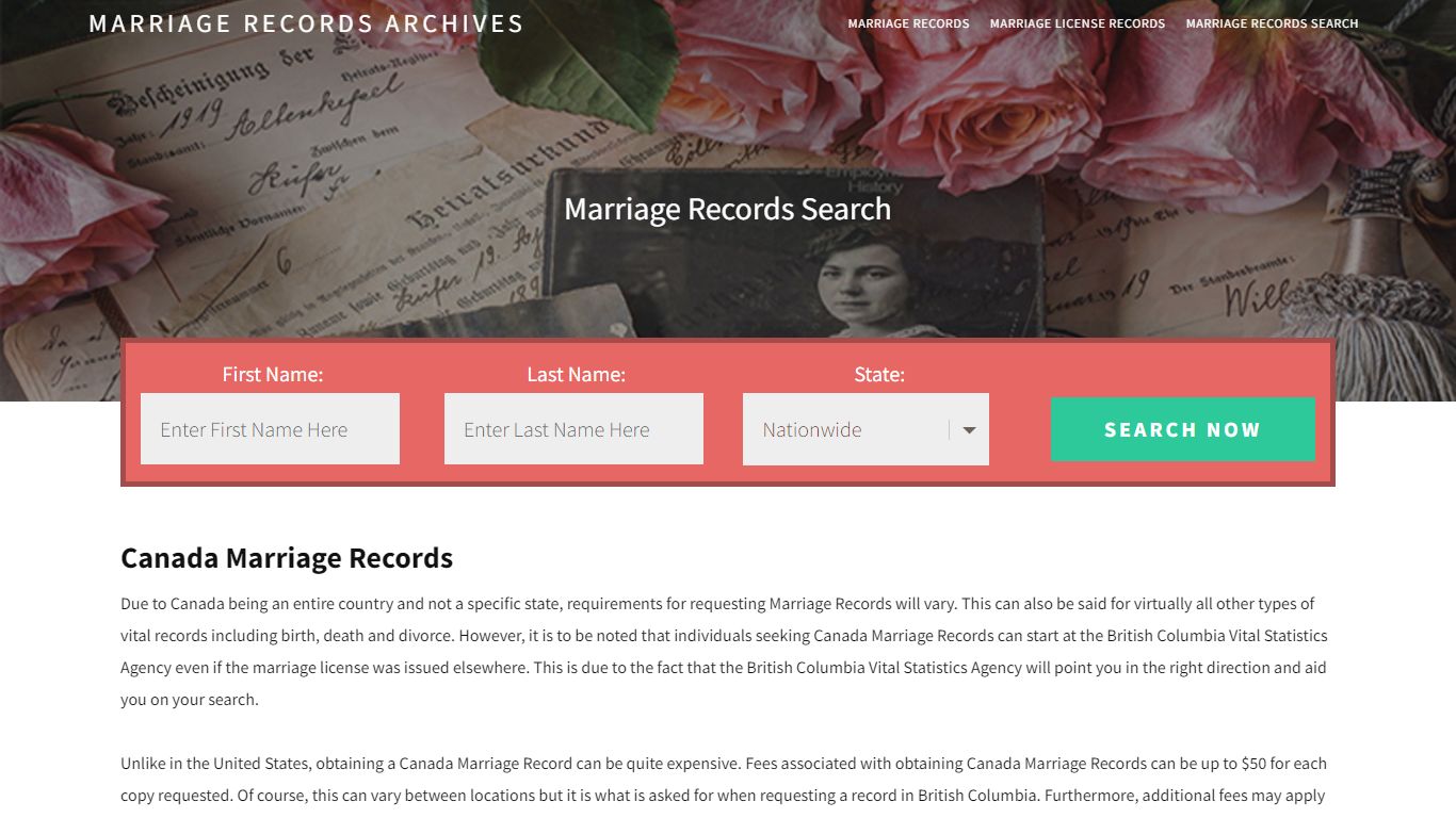Canada Marriage Records | Enter Name and Search | 14 Days Free